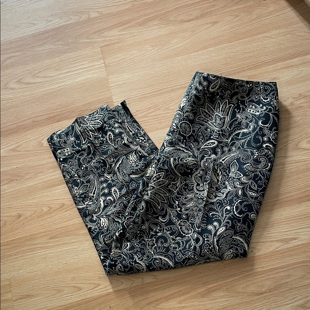 Emma James Black and Gold  Paisley Silk Dress Pants